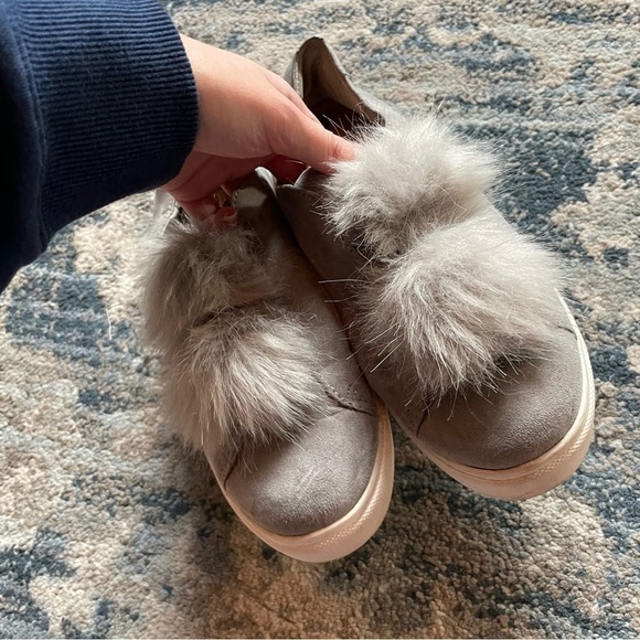 Steve Madden Grey Fluff Slip On Sneakers - Picture 7 of 8